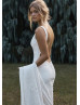 V Neck Ivory Lace Open Back Sexy Modern Wedding Dress